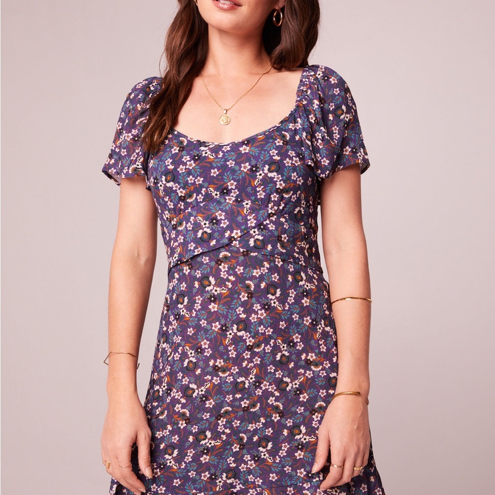 Band of Gypsies Band of the free Purple floral mini Sundress smocked back
